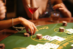 Poker Table With Cocktail Glass